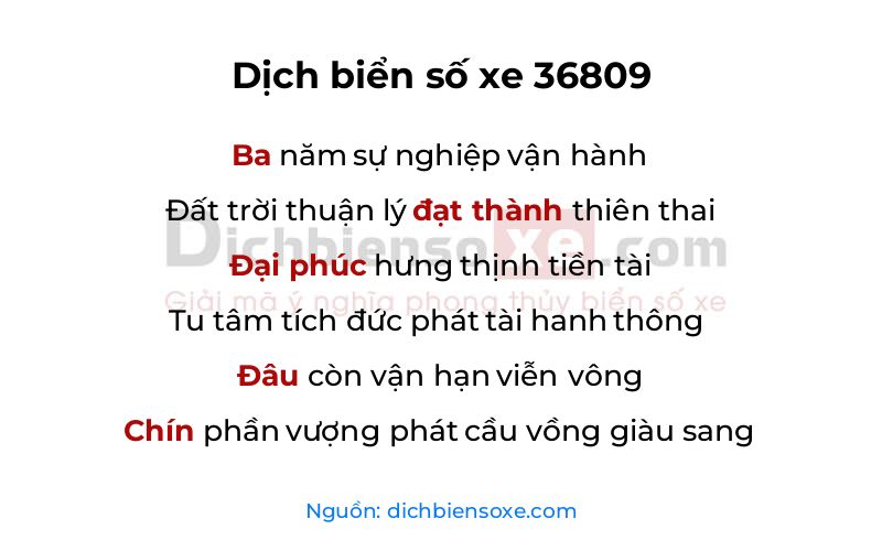 Dịch thơ biển số 36809