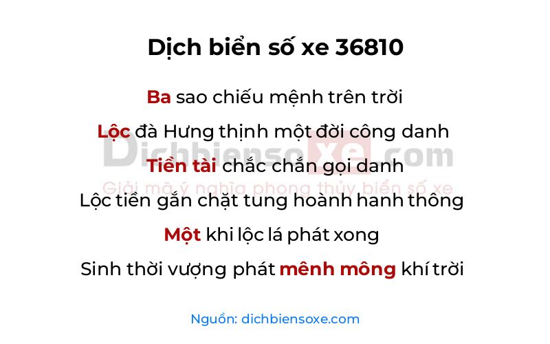 Dịch thơ biển số 36810