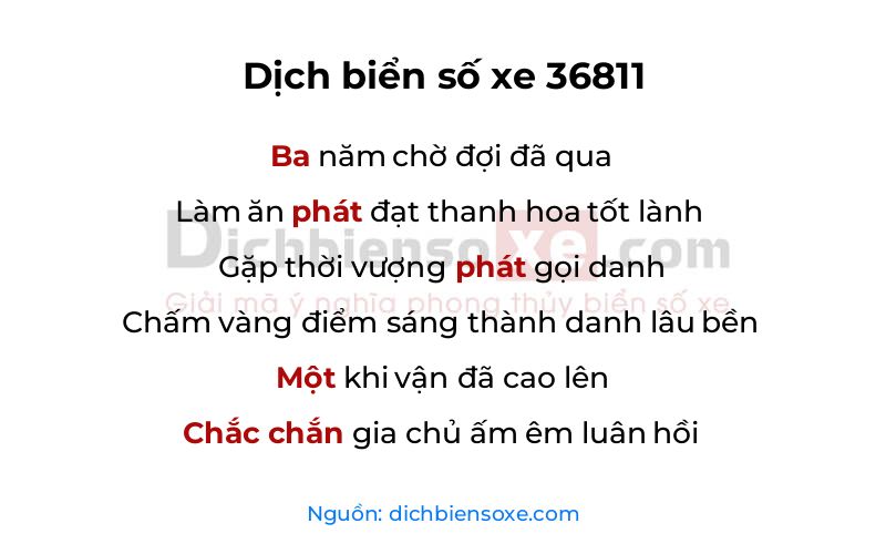 Dịch thơ biển số 36811