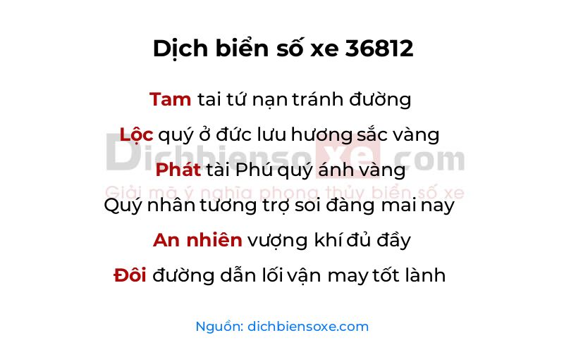 Dịch thơ biển số 36812