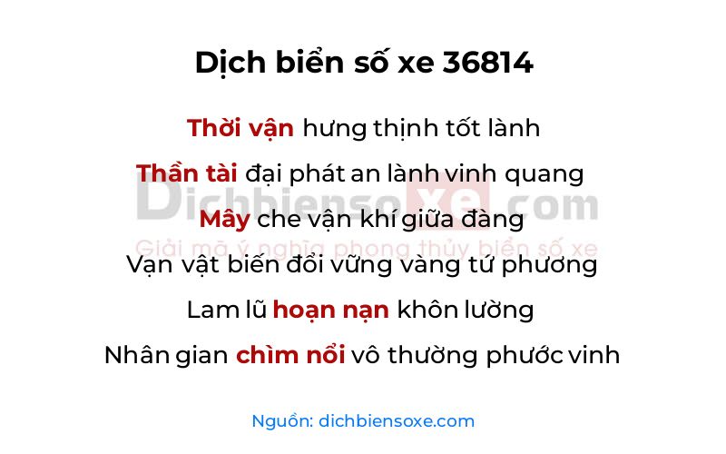 Dịch thơ biển số 36814