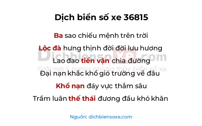 Dịch thơ biển số 36815
