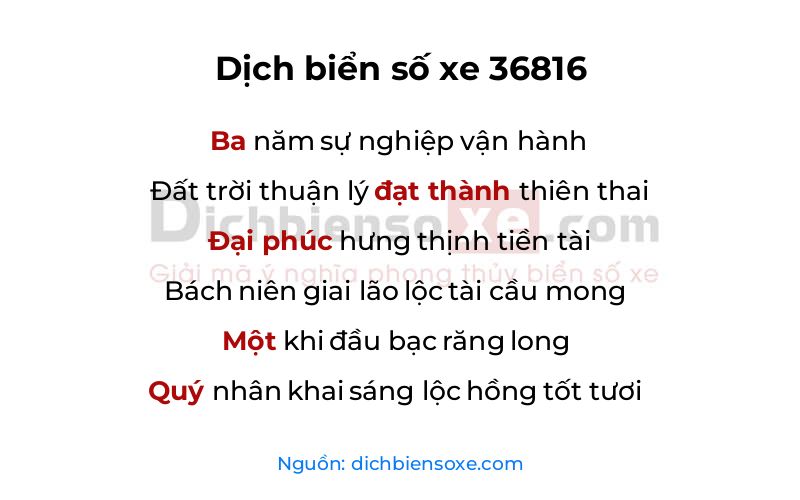 Dịch thơ biển số 36816