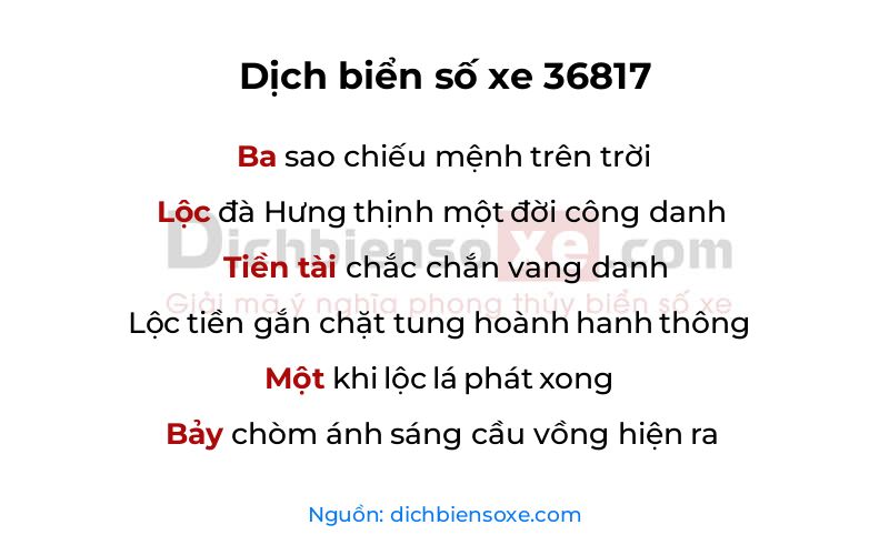 Dịch thơ biển số 36817