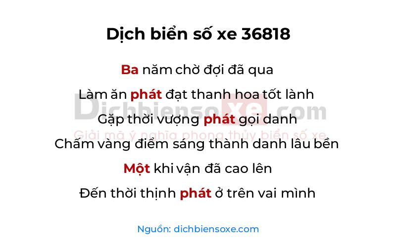 Dịch thơ biển số 36818