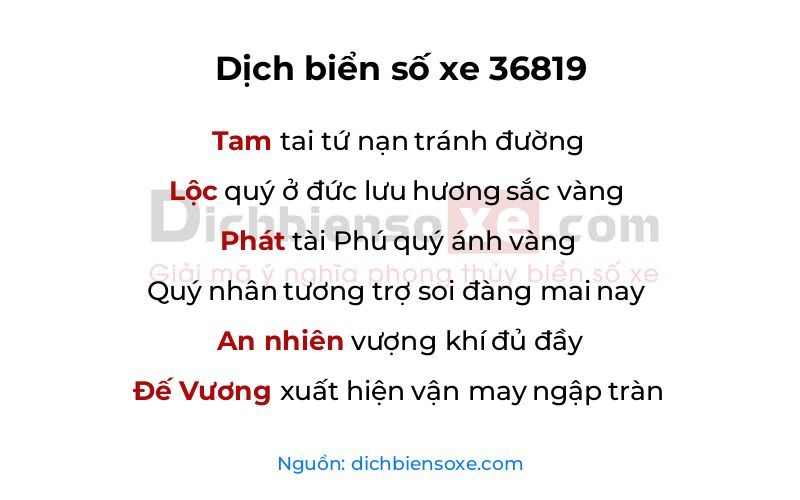 Dịch thơ biển số 36819