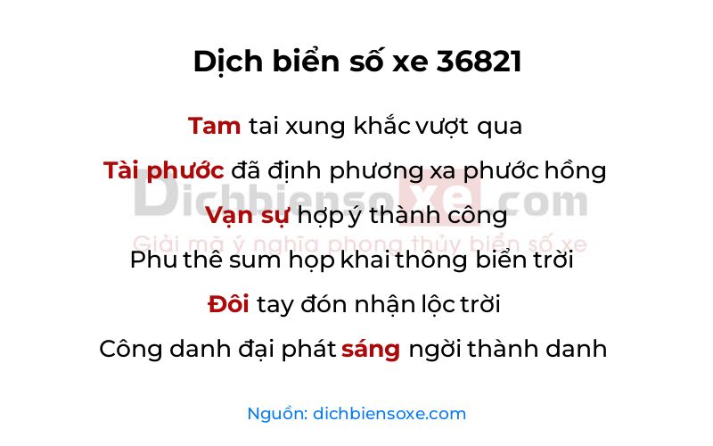 Dịch thơ biển số 36821