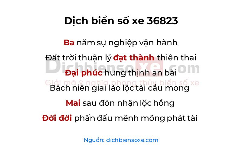 Dịch thơ biển số 36823