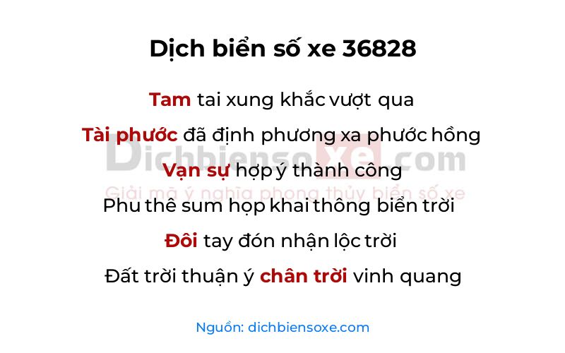 Dịch thơ biển số 36828