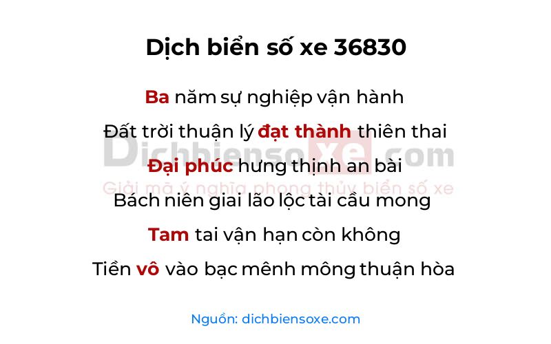 Dịch thơ biển số 36830