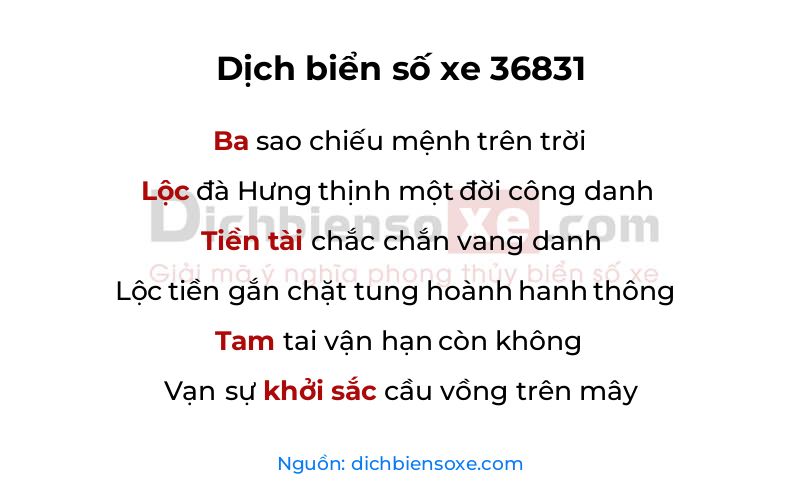 Dịch thơ biển số 36831