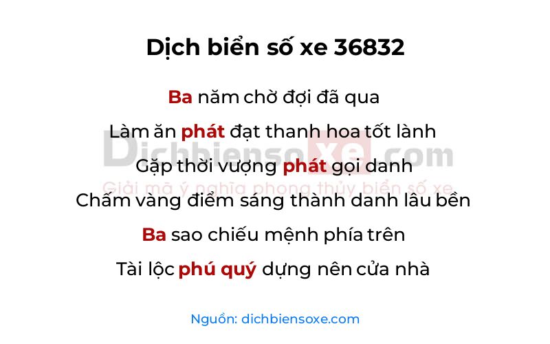 Dịch thơ biển số 36832