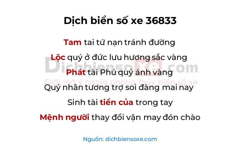 Dịch thơ biển số 36833