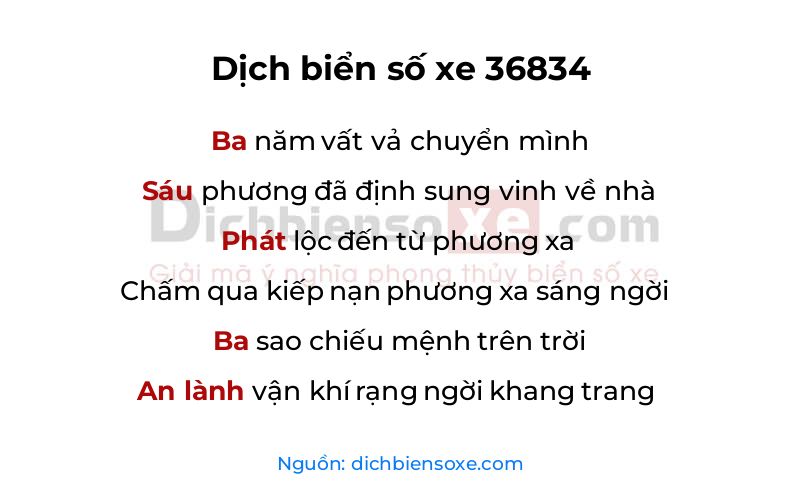 Dịch thơ biển số 36834