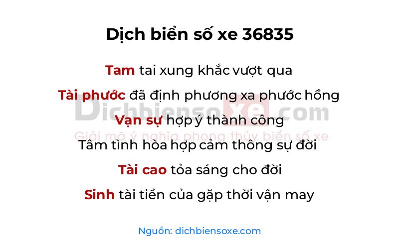 Dịch thơ biển số 36835
