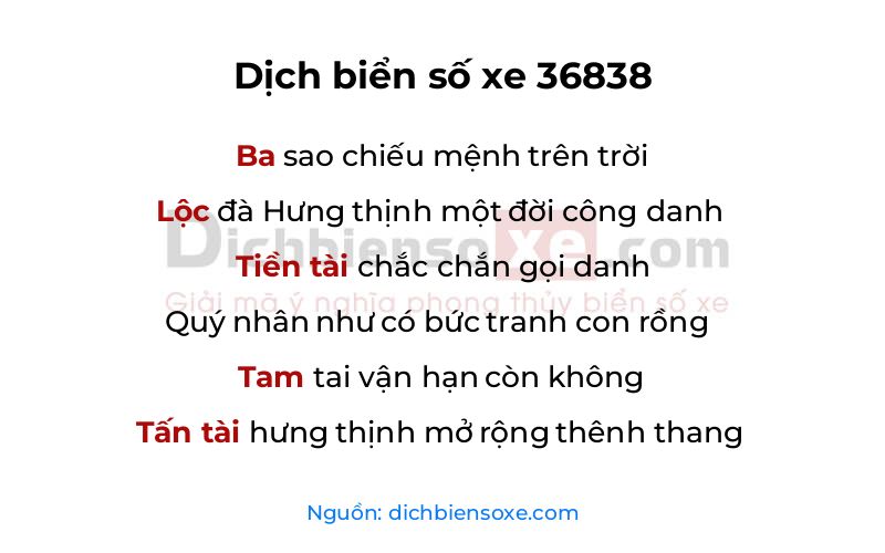 Dịch thơ biển số 36838