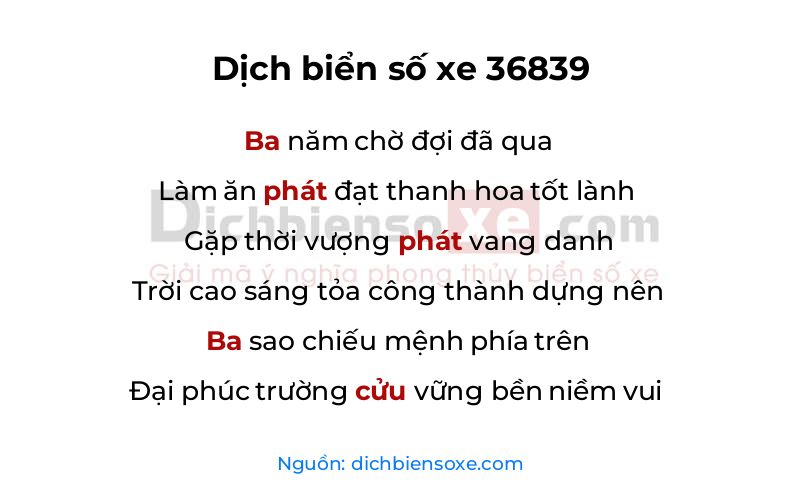 Dịch thơ biển số 36839