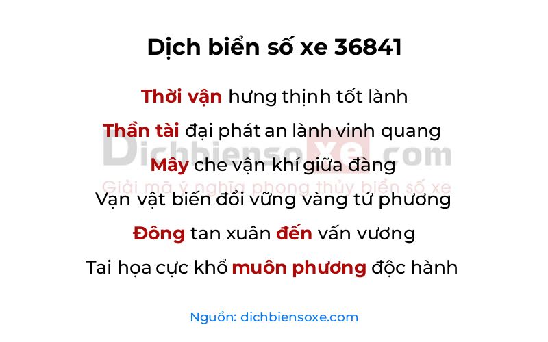 Dịch thơ biển số 36841