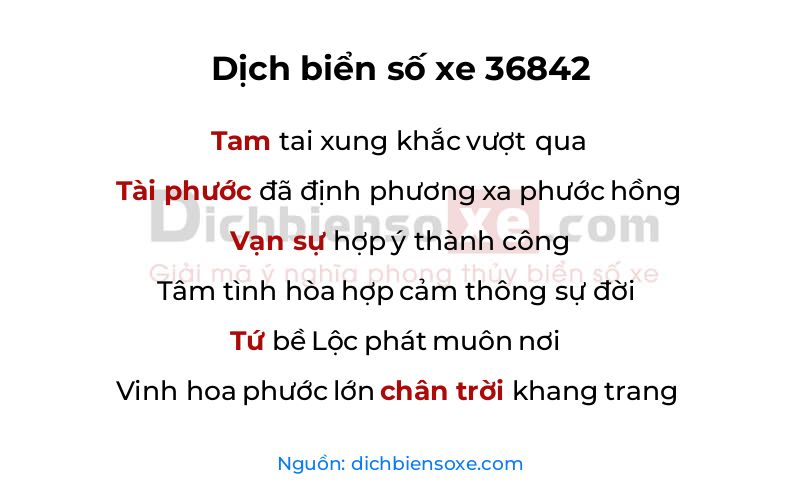 Dịch thơ biển số 36842