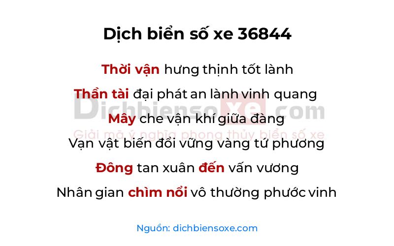 Dịch thơ biển số 36844