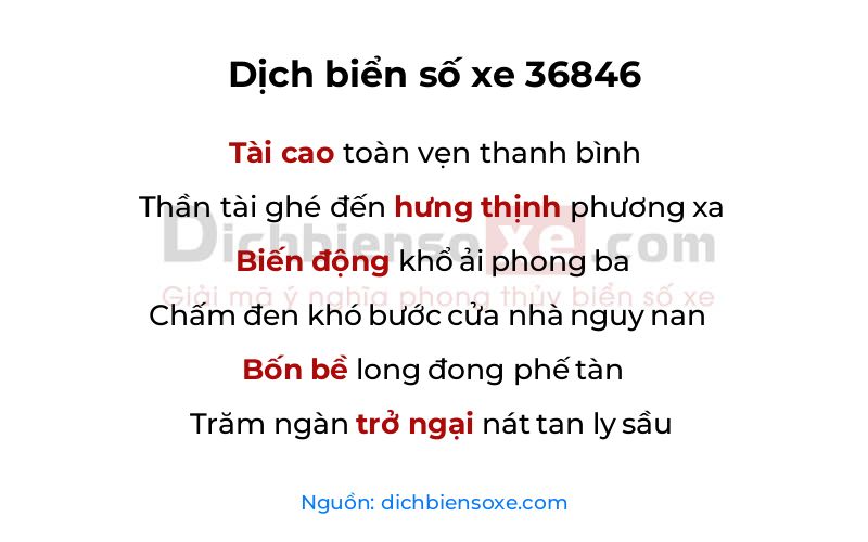 Dịch thơ biển số 36846