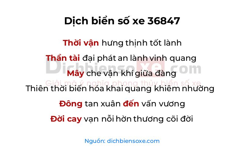 Dịch thơ biển số 36847