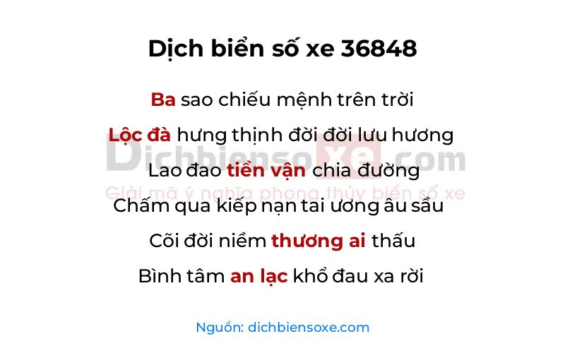 Dịch thơ biển số 36848