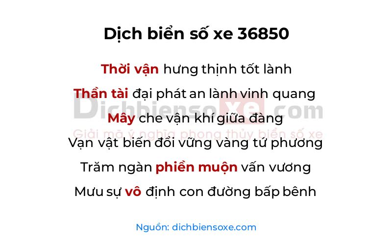 Dịch thơ biển số 36850