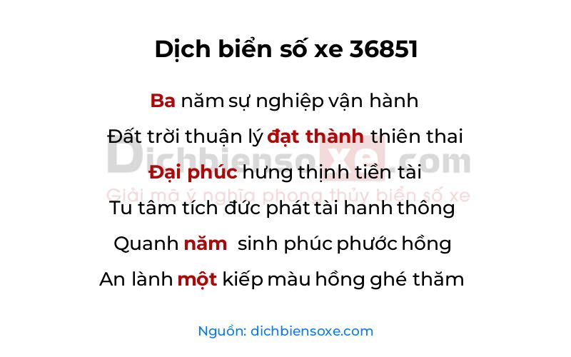 Dịch thơ biển số 36851