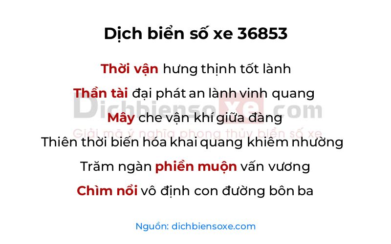 Dịch thơ biển số 36853