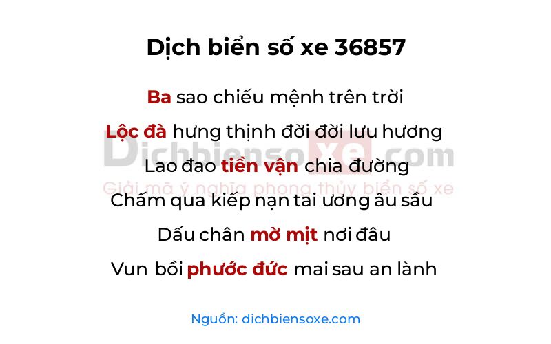 Dịch thơ biển số 36857