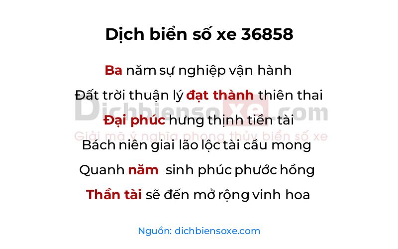 Dịch thơ biển số 36858