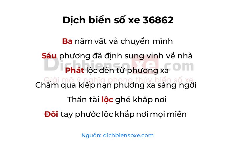 Dịch thơ biển số 36862