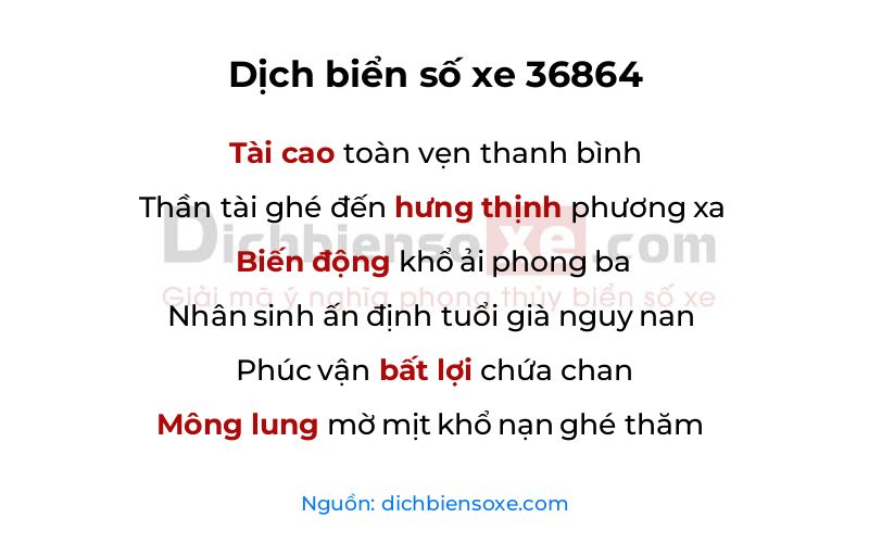 Dịch thơ biển số 36864