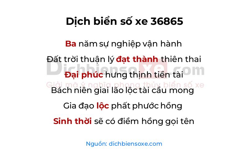 Dịch thơ biển số 36865
