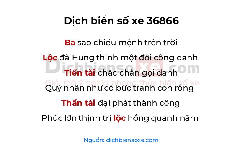 Dịch thơ biển số 36866