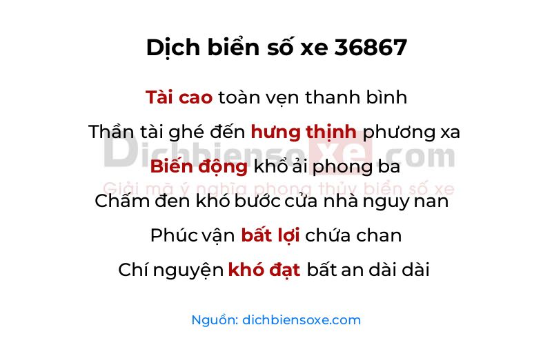 Dịch thơ biển số 36867