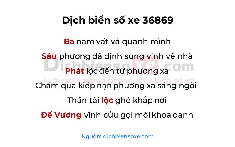 Dịch thơ biển số 36869