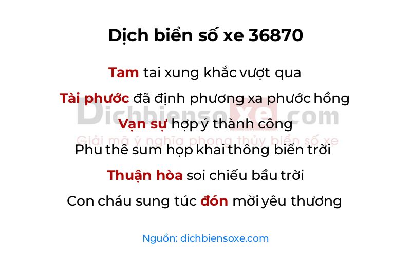 Dịch thơ biển số 36870