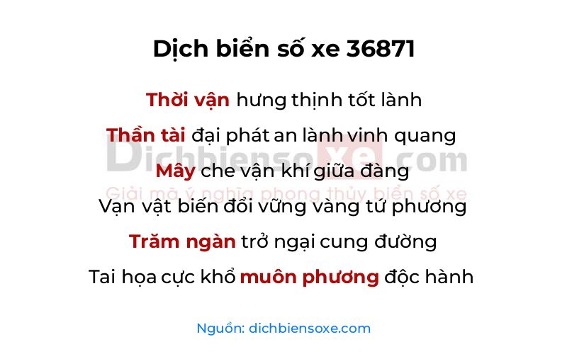 Dịch thơ biển số 36871