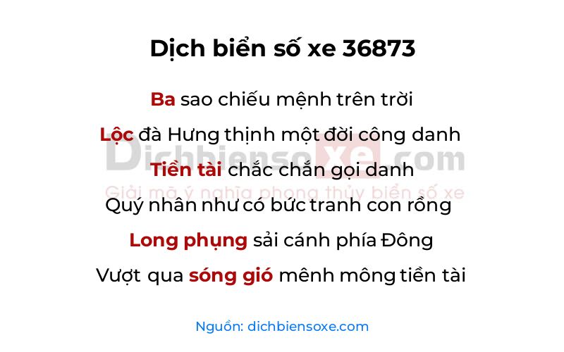 Dịch thơ biển số 36873