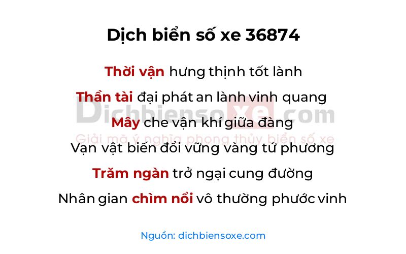 Dịch thơ biển số 36874