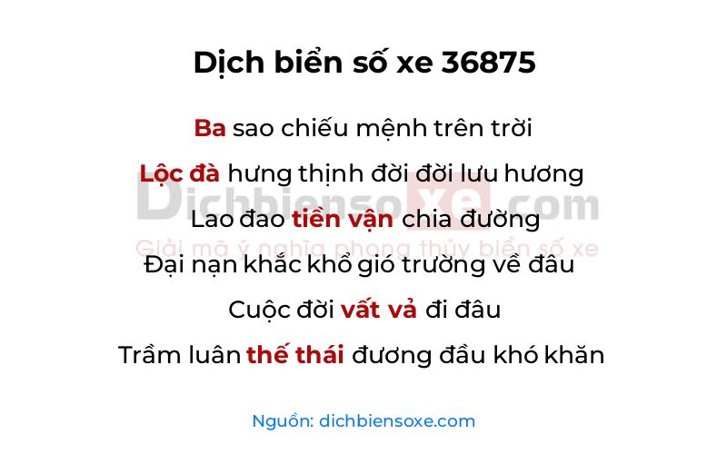 Dịch thơ biển số 36875