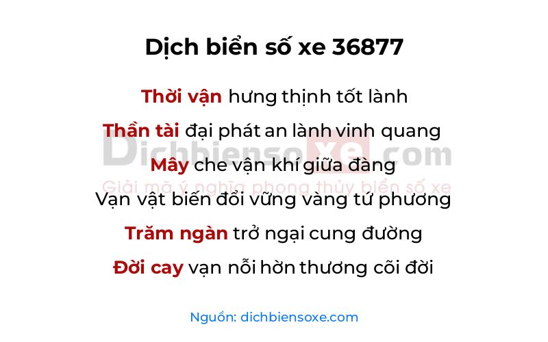 Dịch thơ biển số 36877