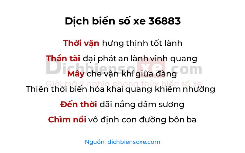 Dịch thơ biển số 36883