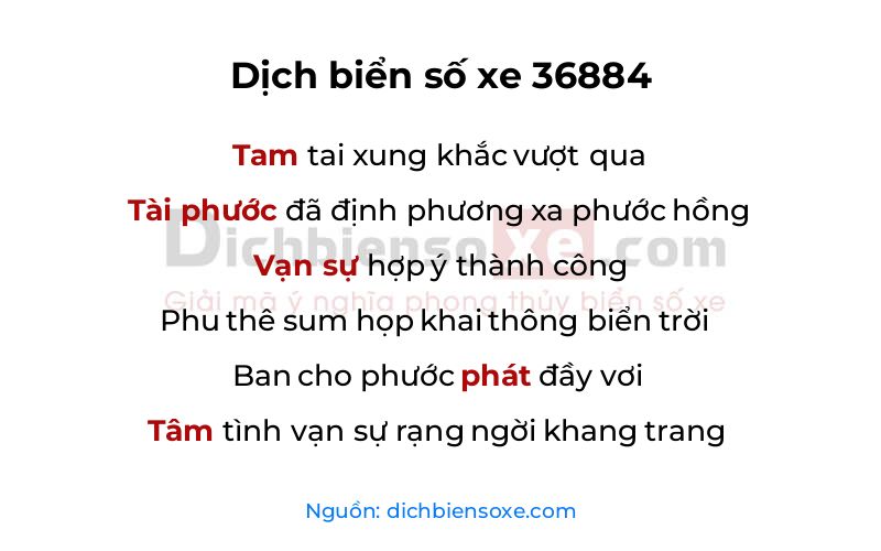 Dịch thơ biển số 36884