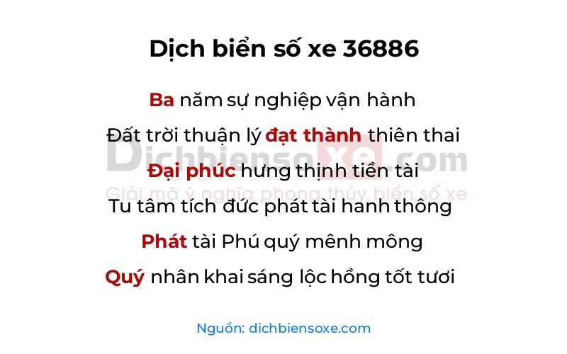 Dịch thơ biển số 36886