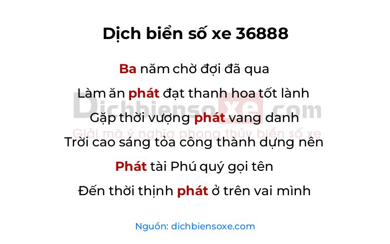 Dịch thơ biển số 36888
