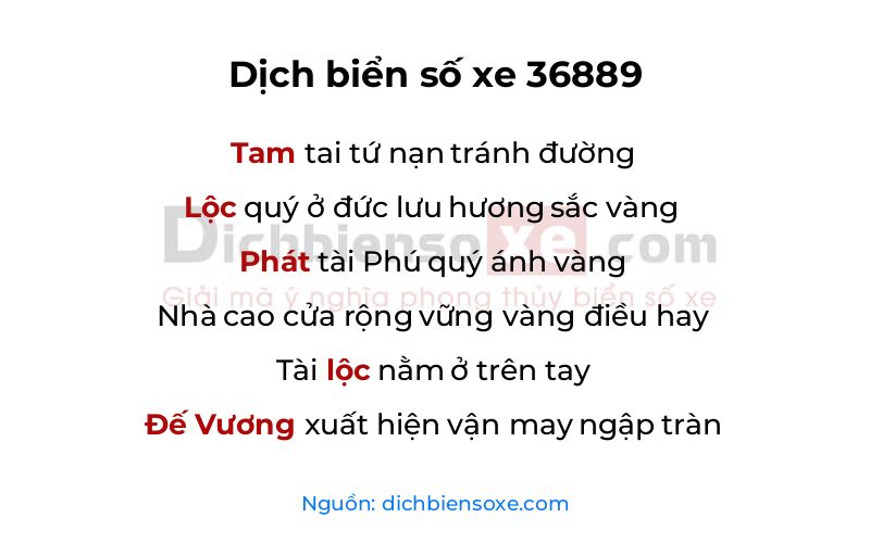 Dịch thơ biển số 36889