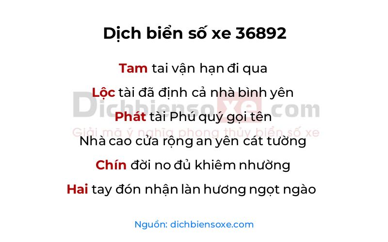 Dịch thơ biển số 36892